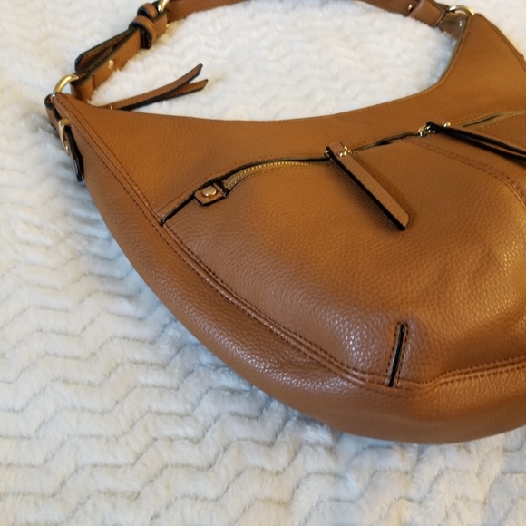 Lp Blue Brown Shoulder Bag with zipper closure. - Picture 6 of 16